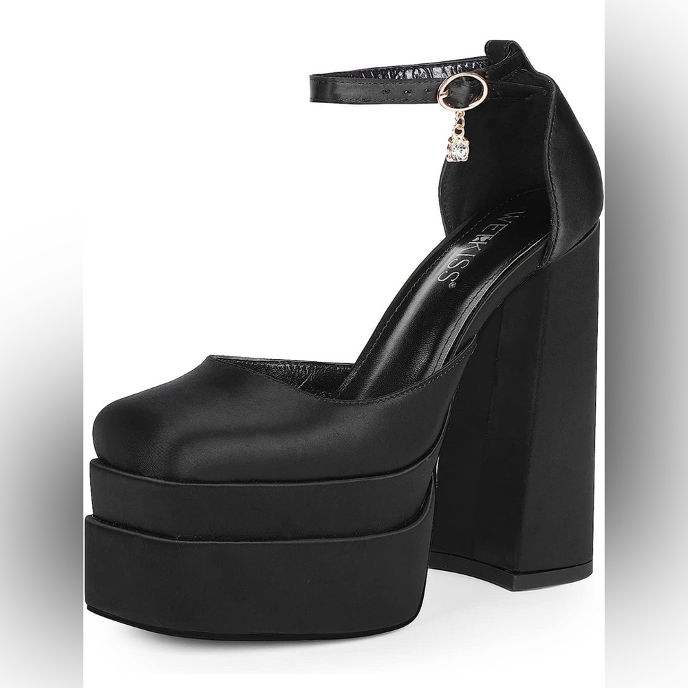Black Platform Platform Heels - Versace Inspired